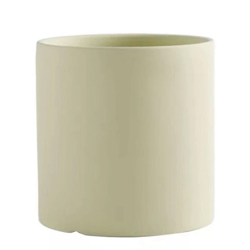 Nordic Industrial Style Colorful Ceramic Flowerpot Succulent Planter Green Plants Cylindrical Shape Flower Pot with Hole Tray