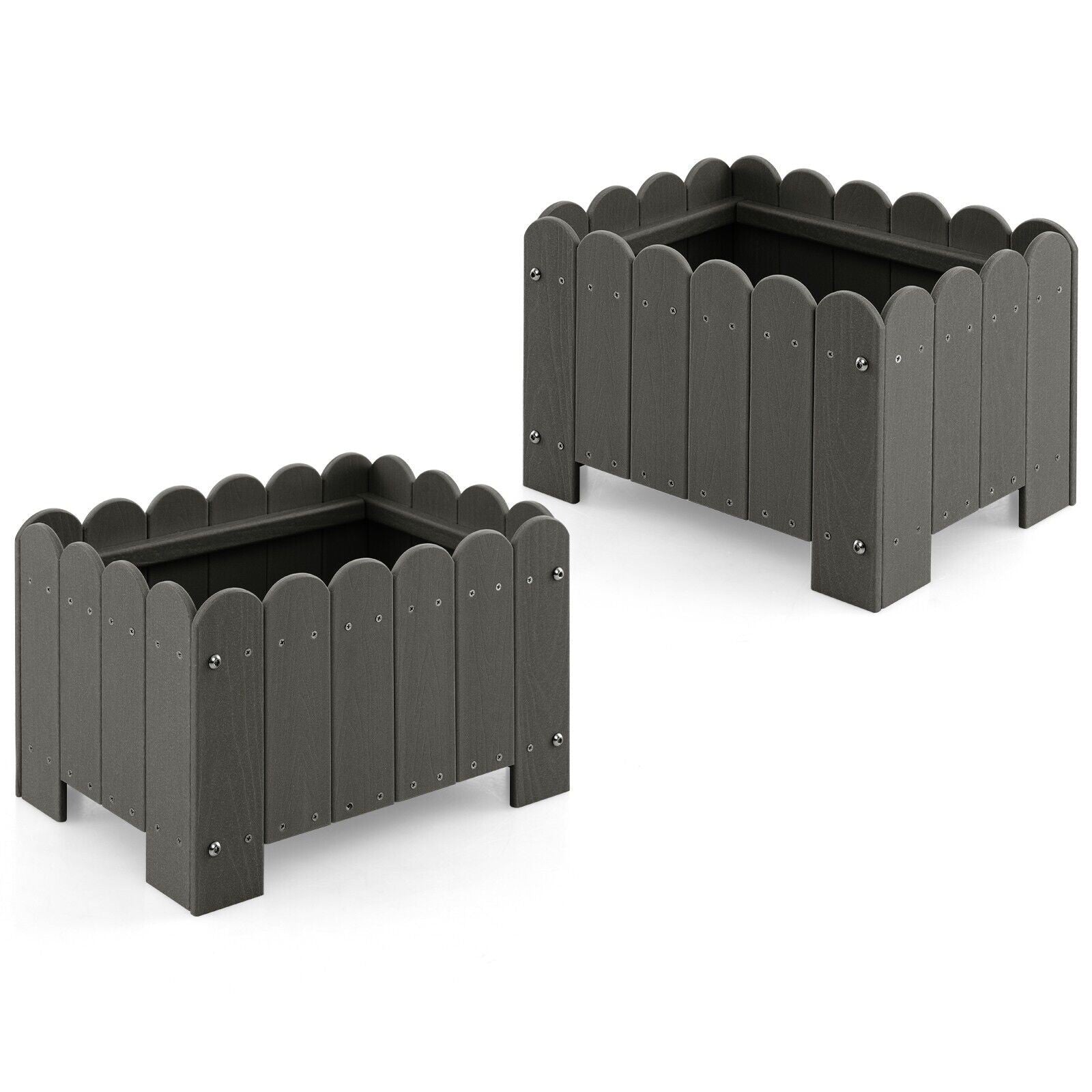 COSTWAY 2 Pack Planter Box Raised Garden Bed HDPE Flower Pot W/Drainage