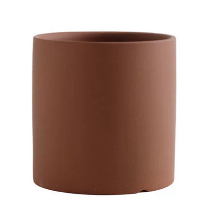 Nordic Industrial Style Colorful Ceramic Flowerpot Succulent Planter Green Plants Cylindrical Shape Flower Pot with Hole Tray