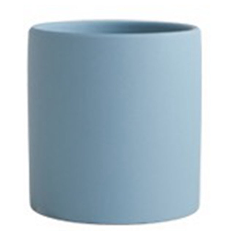 Nordic Industrial Style Colorful Ceramic Flowerpot Succulent Planter Green Plants Cylindrical Shape Flower Pot with Hole Tray