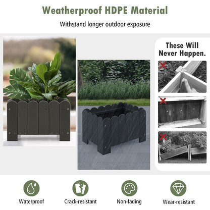 COSTWAY 2 Pack Planter Box Raised Garden Bed HDPE Flower Pot W/Drainage