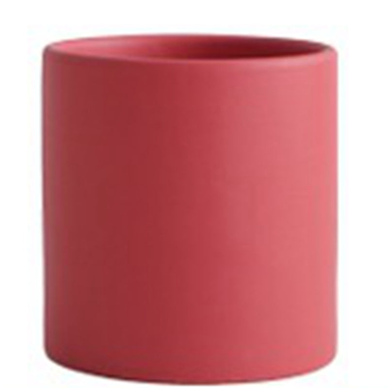 Nordic Industrial Style Colorful Ceramic Flowerpot Succulent Planter Green Plants Cylindrical Shape Flower Pot with Hole Tray