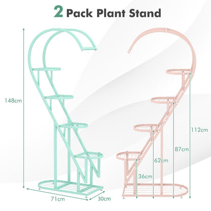 5-Tier Metal Heart-Shaped Plant Stand with Hanging Hooks