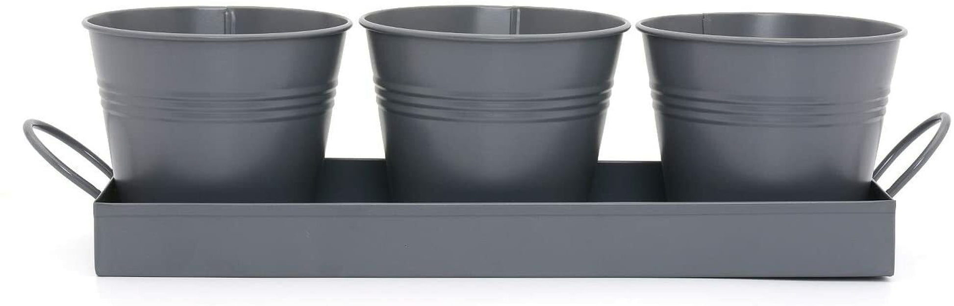 Indoor Herb Planters Tray Kitchen Windowsill Plant Pot with Handle Charcoal Set