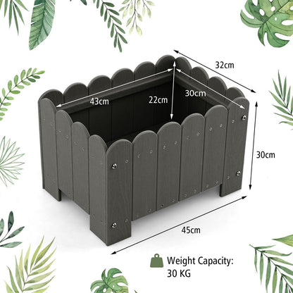 COSTWAY 2 Pack Planter Box Raised Garden Bed HDPE Flower Pot W/Drainage